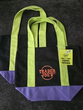 1 Trader Joe's Mini Canvas Tote Bag Multi Color